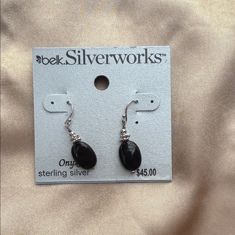 Silverworks Black Onyx Sterling Silver Earrings